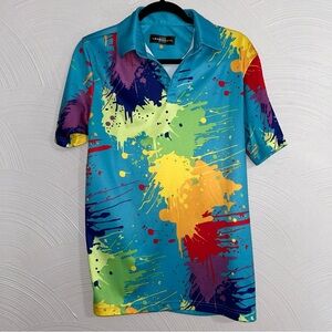 Loudmouth Paint Splatter Design Golf Polo Shirt Short Sleeve Mens Small